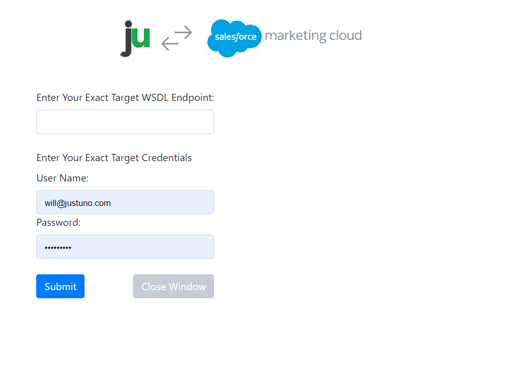 Login view for Salesforce marketing cloud