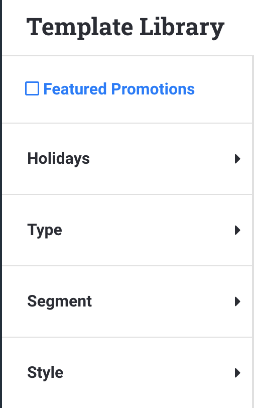 Template Library filtering options 