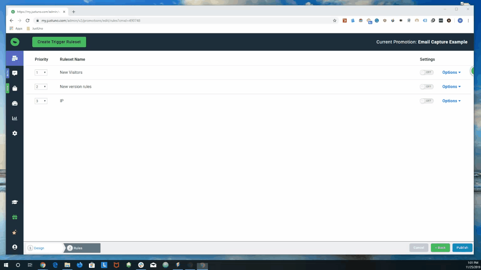 Import Rules Justuno