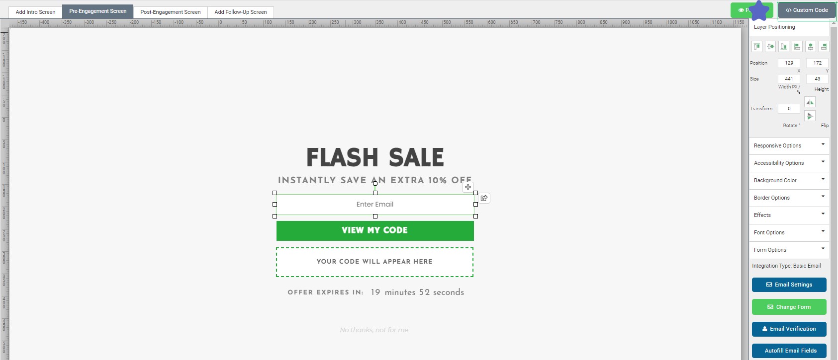 Custom Code Justuno Design Canvas