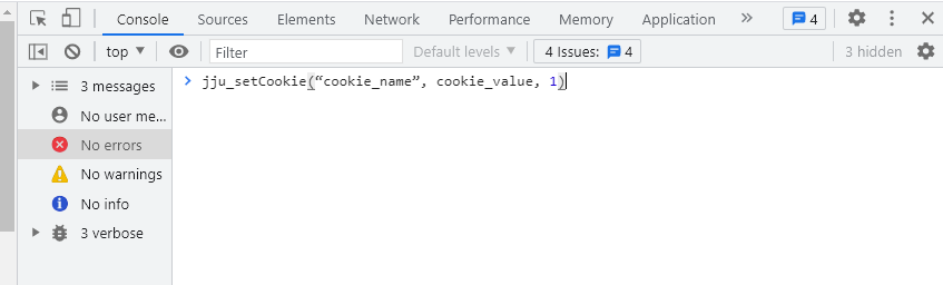 custom cookie value in console
