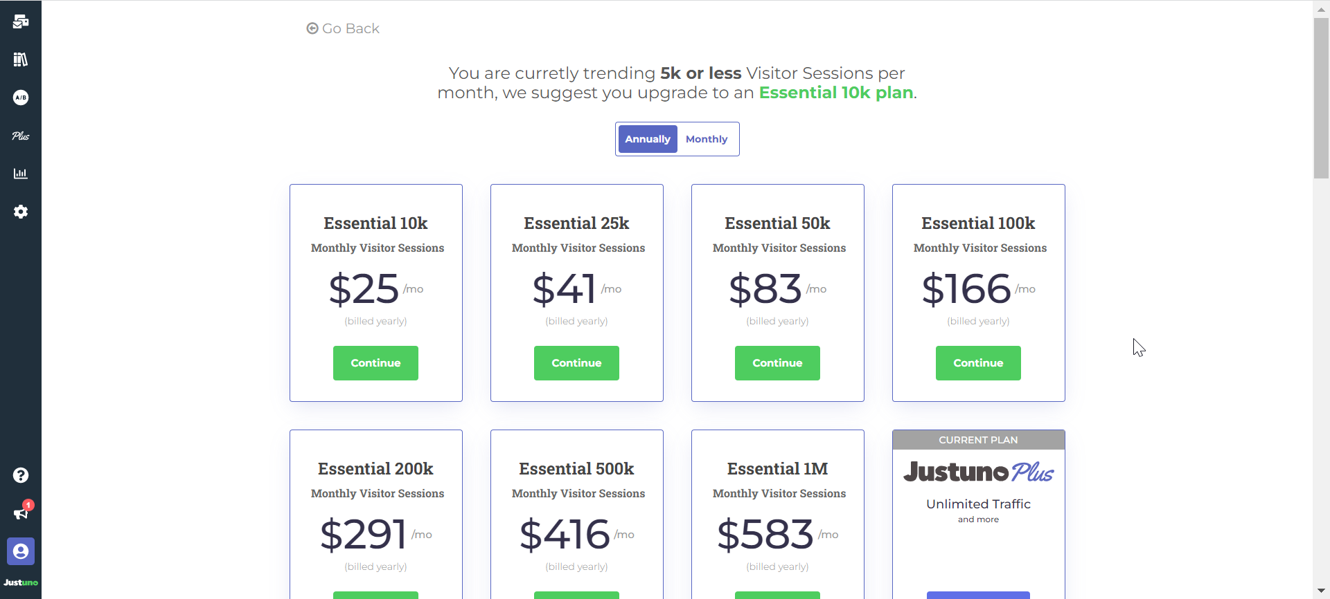 Upgrade-downgrade-pricing-page