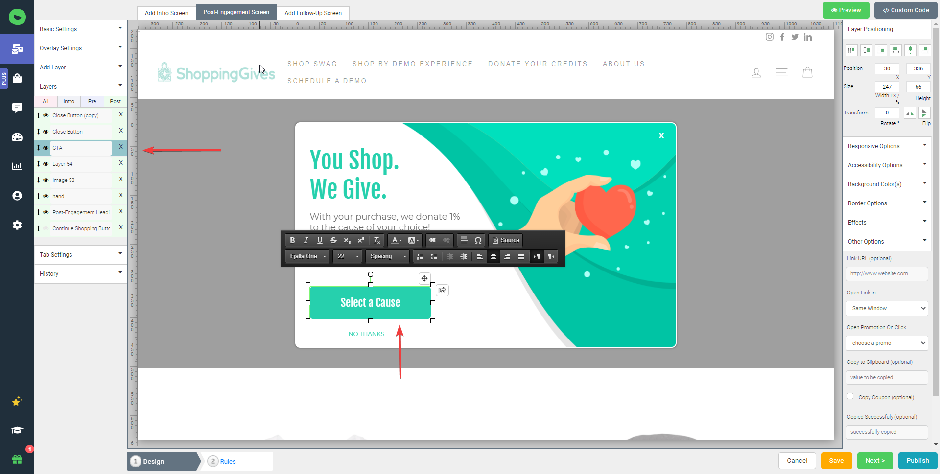call to action button
