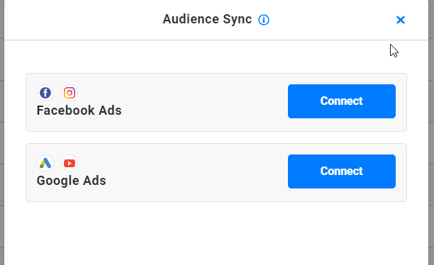 Google or Facebook audience sync