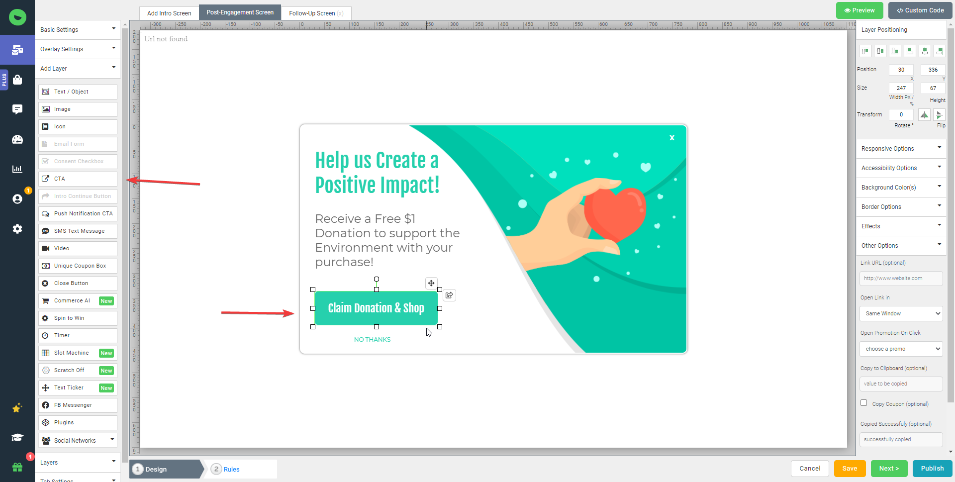 call to action design layer