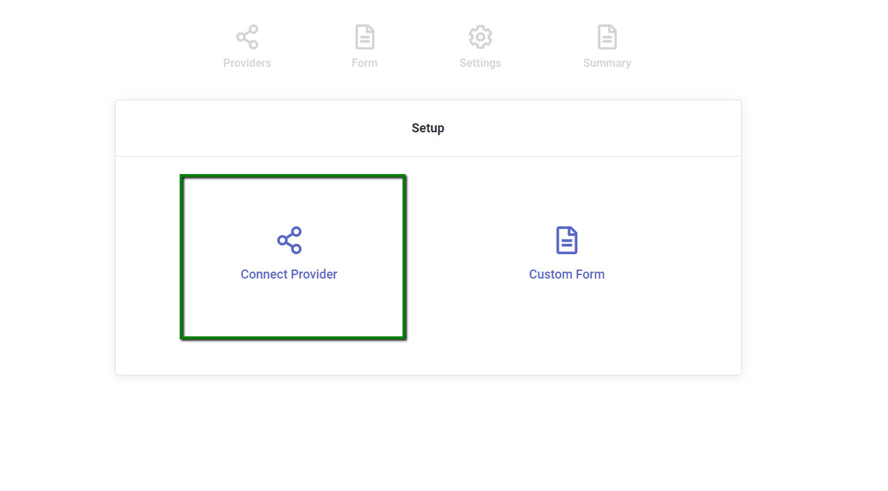 Change Form: Connect Provider