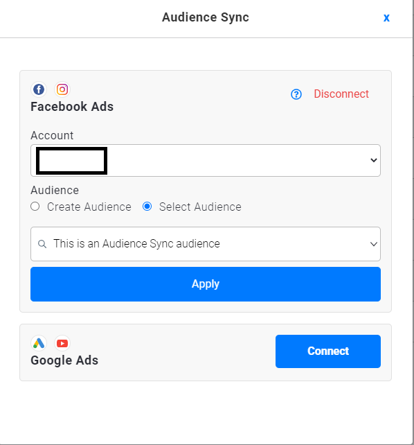 selecting newly created audience in fb-1
