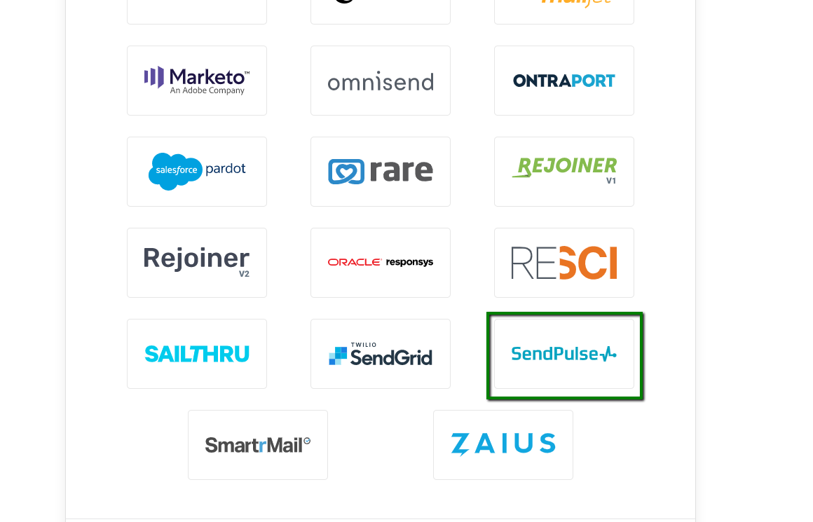 Choose ESP Provider: Send Pulse