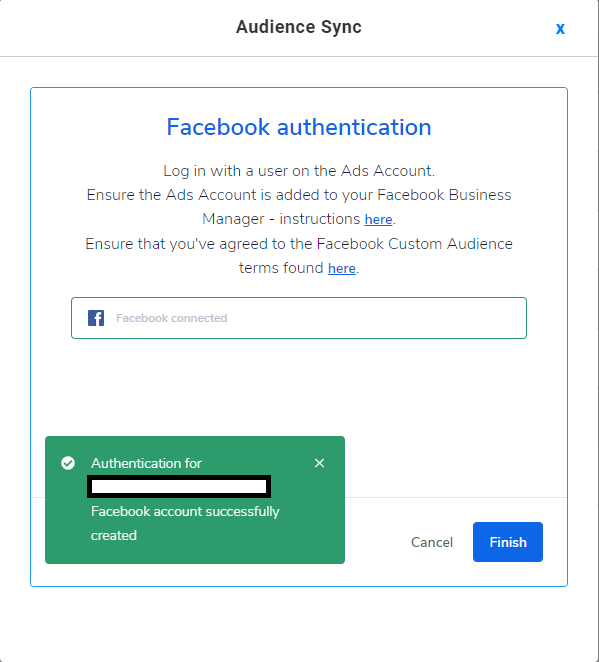 successfully linked fb