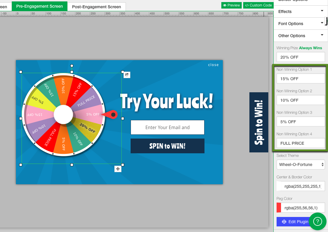 set non-winning options