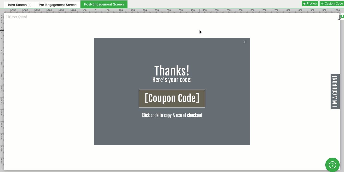 Justuno Design Canvas showing how to move a layer to another position