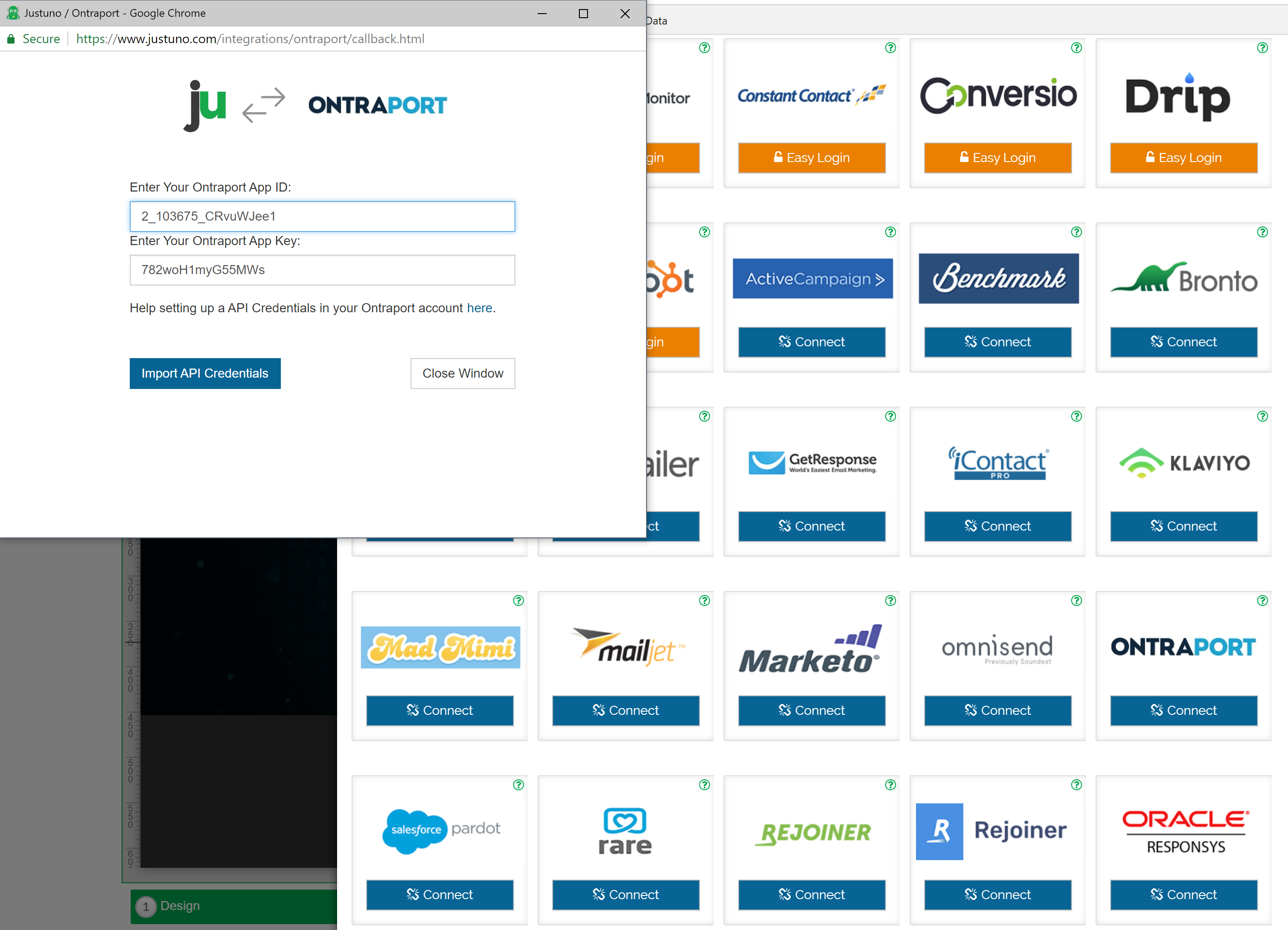 enter app id and app key