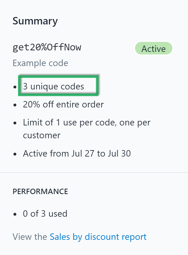 Unique codes increased by one