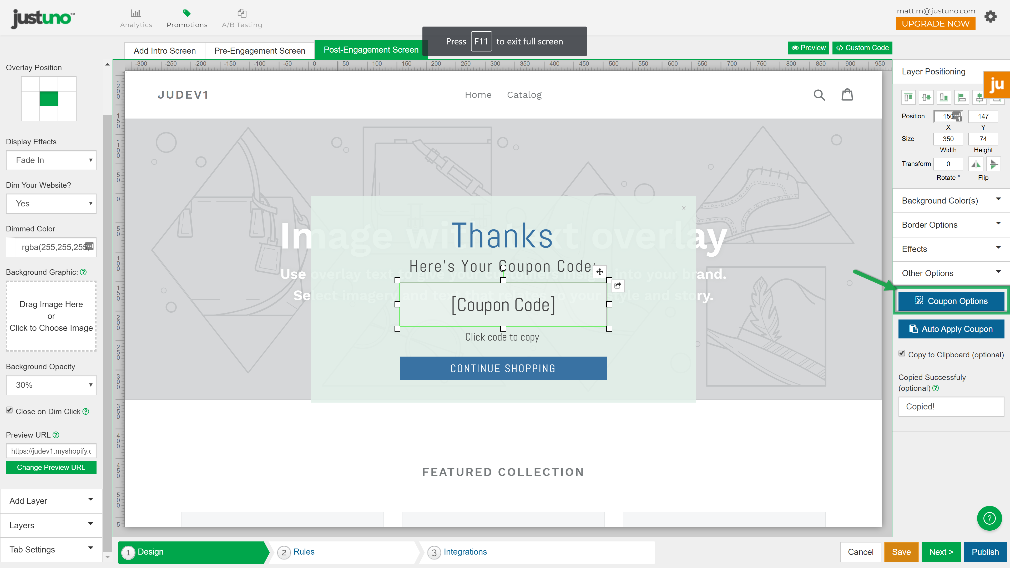 Change coupon configuration