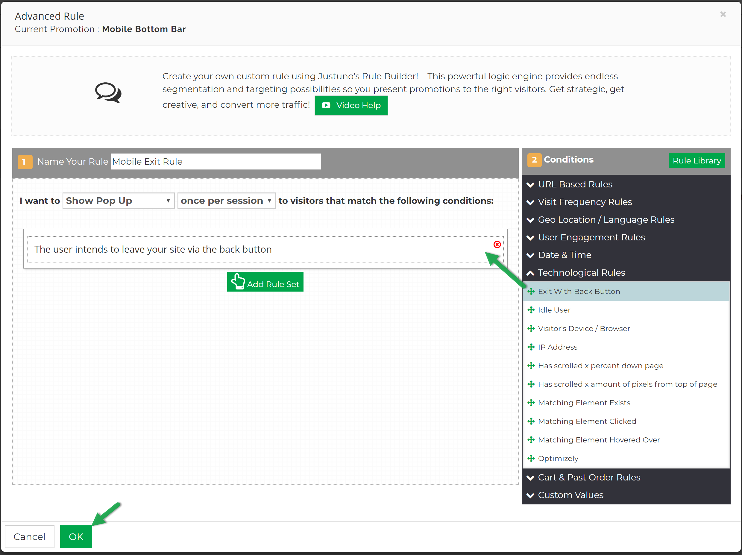 click exit with back button