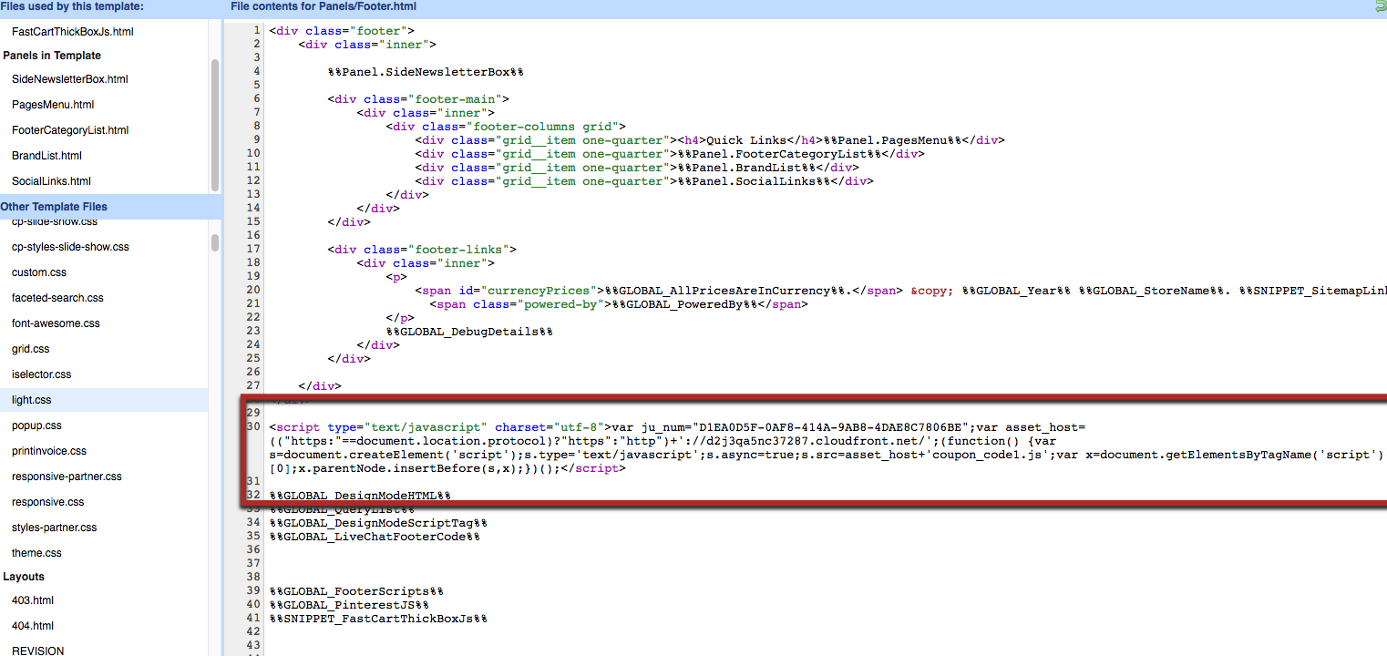 Where embed code should go