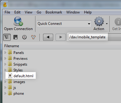 upload to mobile_template directory
