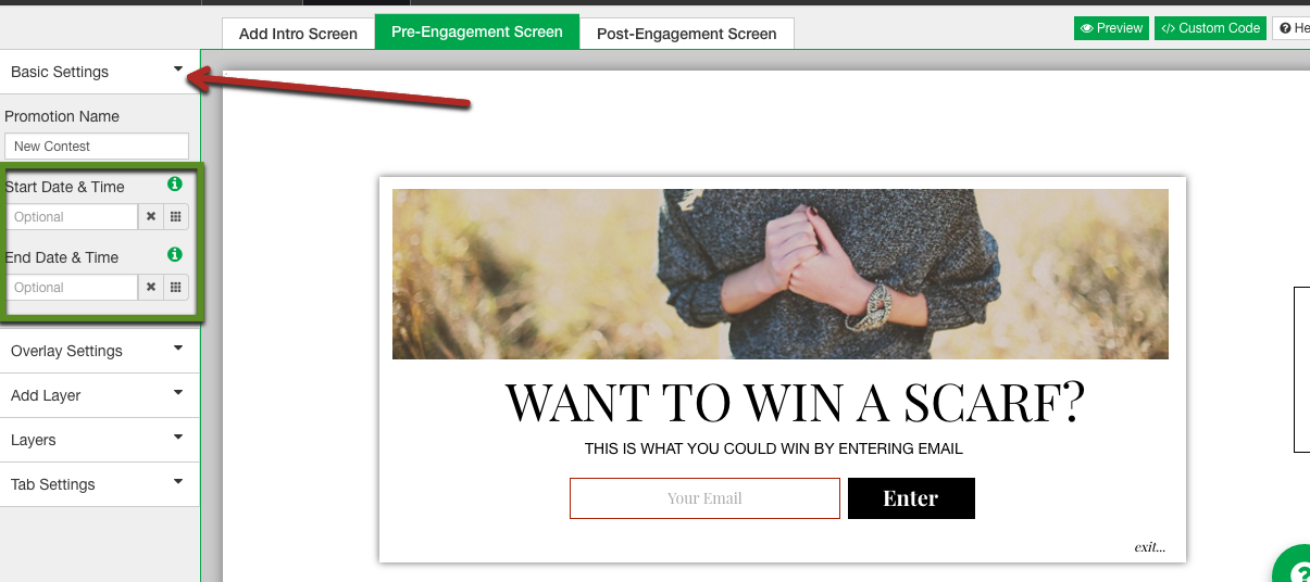 click basic settings