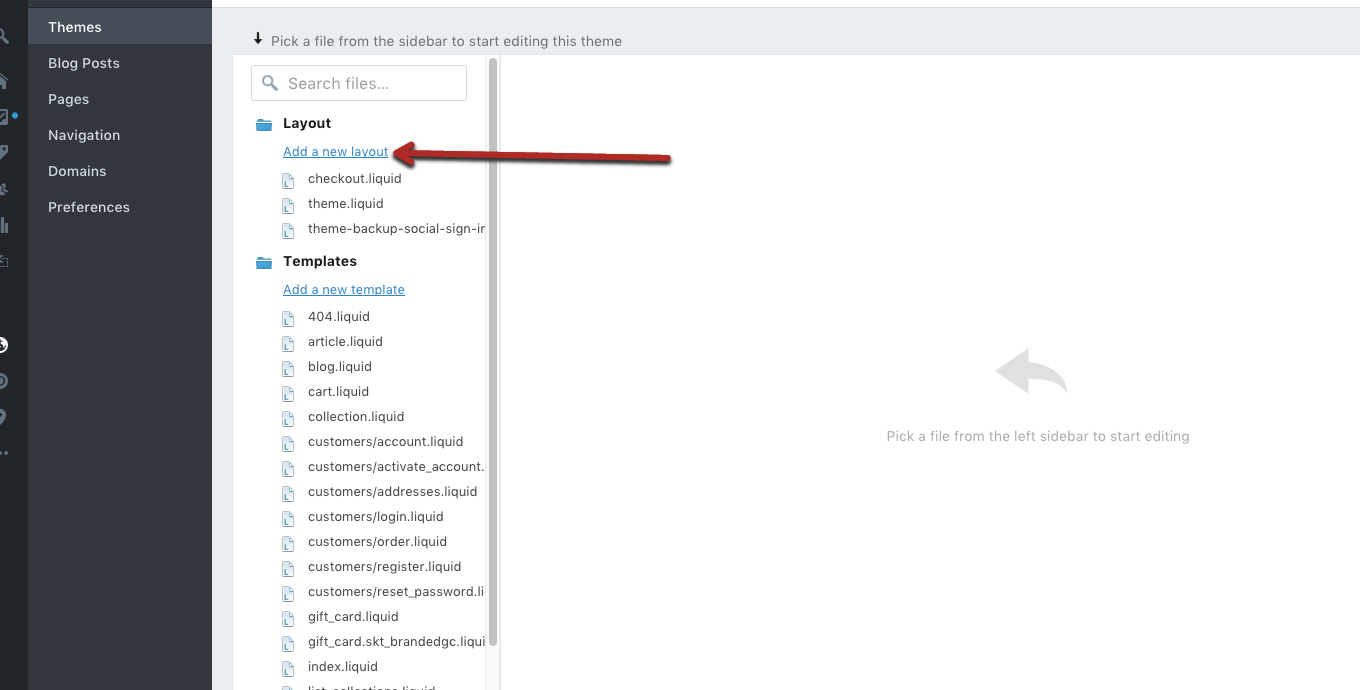 click add new layout
