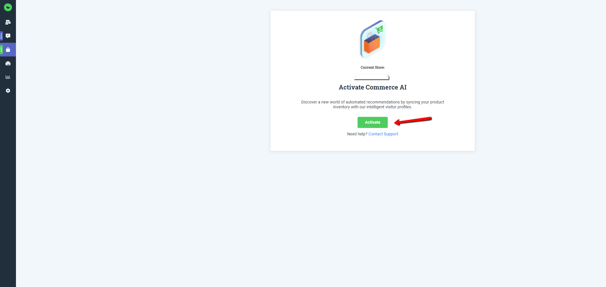 Commerce AI Activate Button